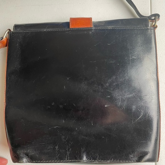 Vintage Leather Purse/Handbag Black/Brown Made in Italy - Picture 8 of 10